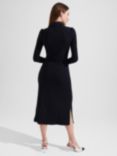 Hobbs Hatty Ribbed Midi Jersey Dress, Navy