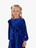 Angel & Rocket Kids' Elsie Velvet Sequin Ruffle Party Dress, Cobalt