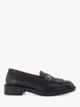 Dune Guided Leather Snaffle Fringe Loafers, Black-black Leather