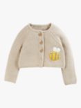 Frugi Baby Cute Embroidered Bee Organic Cotton Cardigan, Oatmeal