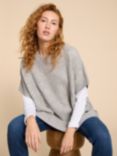White Stuff Florence Wool Blend Knitted Poncho, Grey Marl
