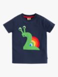 Frugi Kids' Magic Number 2 Organic Cotton Snail T-shirt, Indigo/Multi