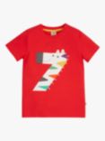 Frugi Kids' Magic Number 7 Organic Cotton Zebra T-shirt, True Red/Multi