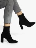 Dune Wide Fit Optical Suede Stretch Sock Block Heel Boots, Black