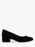 Dune Bracket Block Heel Suede Court Shoes, Black