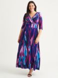 Scarlett & Jo Verity Velvet Abstract Print Maxi Dress, Indigo/Magenta