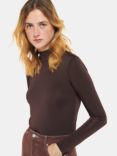 Whistles Slinky High Neck Top, Chocolate