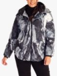 chesca Abstract Print Quilted Jacket, Black/White, Black/White