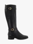 Dune Tepi Leather Branded Trim Knee Boots, Black