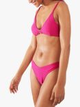 Accessorize Crinkle Trim Plunge Bikini Top, Pink Fuchsia