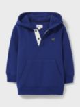 Crew Clothing Kids' Half Button Hoodie, Mid Blue