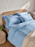John Lewis Comfy & Relaxed Washed Cotton Deep Fitted Sheet, French Blue
