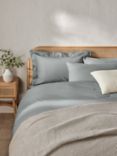 John Lewis Crisp & Fresh 200 Thread Count Easy Care Organic Cotton Deep Fitted Sheet, Dove Grey