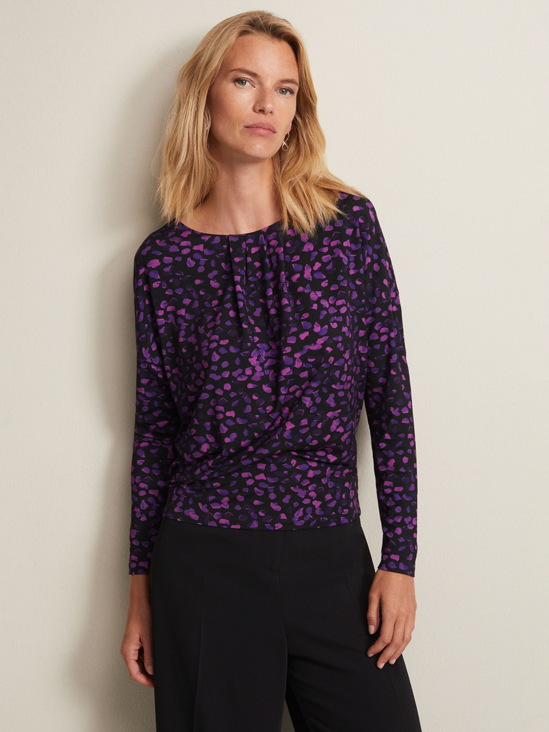Phase Eight Ronnie Abstract Pleated Top, Purple