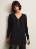 Phase Eight Alaina Longline Zip Detail Tunic Top, Black