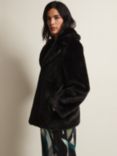 Phase Eight Megan Short Faux Fur Coat, Black