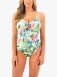 Fantasie Langkawi Palm Print Underwired Twist Front Swimsuit, White/Multi