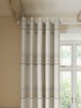 John Lewis Afton Check Weave Pair Dimout/Thermal Lined Eyelet Curtains, Putty