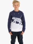 Angel & Rocket Kids' Benny Polar Bear Landscape Jumper, Navy