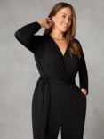 Live Unlimited Curve Jersey Belted Jumpsuit, Petite, Black