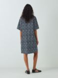 John Lewis Linen V-Neck Tunic Dress, Geo Navy