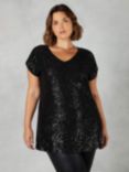 Live Unlimited Curve Sequin Longline Tunic, Black