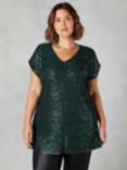 Live Unlimited Curve Sequin Longline Tunic, Green