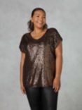 Live Unlimited Curve Sequin T-Shirt, Bronze, Bronze