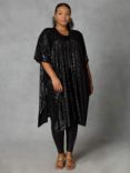 Live Unlimited Curve Longline Sequin Kimono, Black