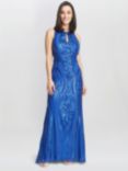 Gina Bacconi Natalie Sequin Bead Maxi Dress, Royal Blue, Royal Blue