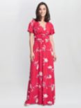 Gina Bacconi Fabiana Floral Jersey Maxi Dress, Dark Red