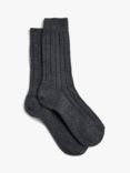 HUSH Murica Cashmere Blend Ribbed Socks, Charcoal Grey