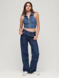 Superdry Organic Cotton Mid Rise Denim Carpenter Jeans, Antique Blue