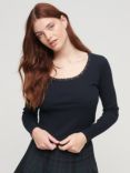 Superdry Essential Long Sleeve Rib Lace Top