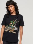 Superdry Tattoo Script Graphic T-Shirt, Jet Black
