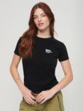 Superdry Sport Luxe Logo Fitted Cropped T-Shirt, Black