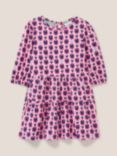 White Stuff Kids' Heart Print Jersey Dress, Pink/Multi, Pink/Multi