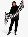 chesca Monochrome Fringed Scarf, Black/White