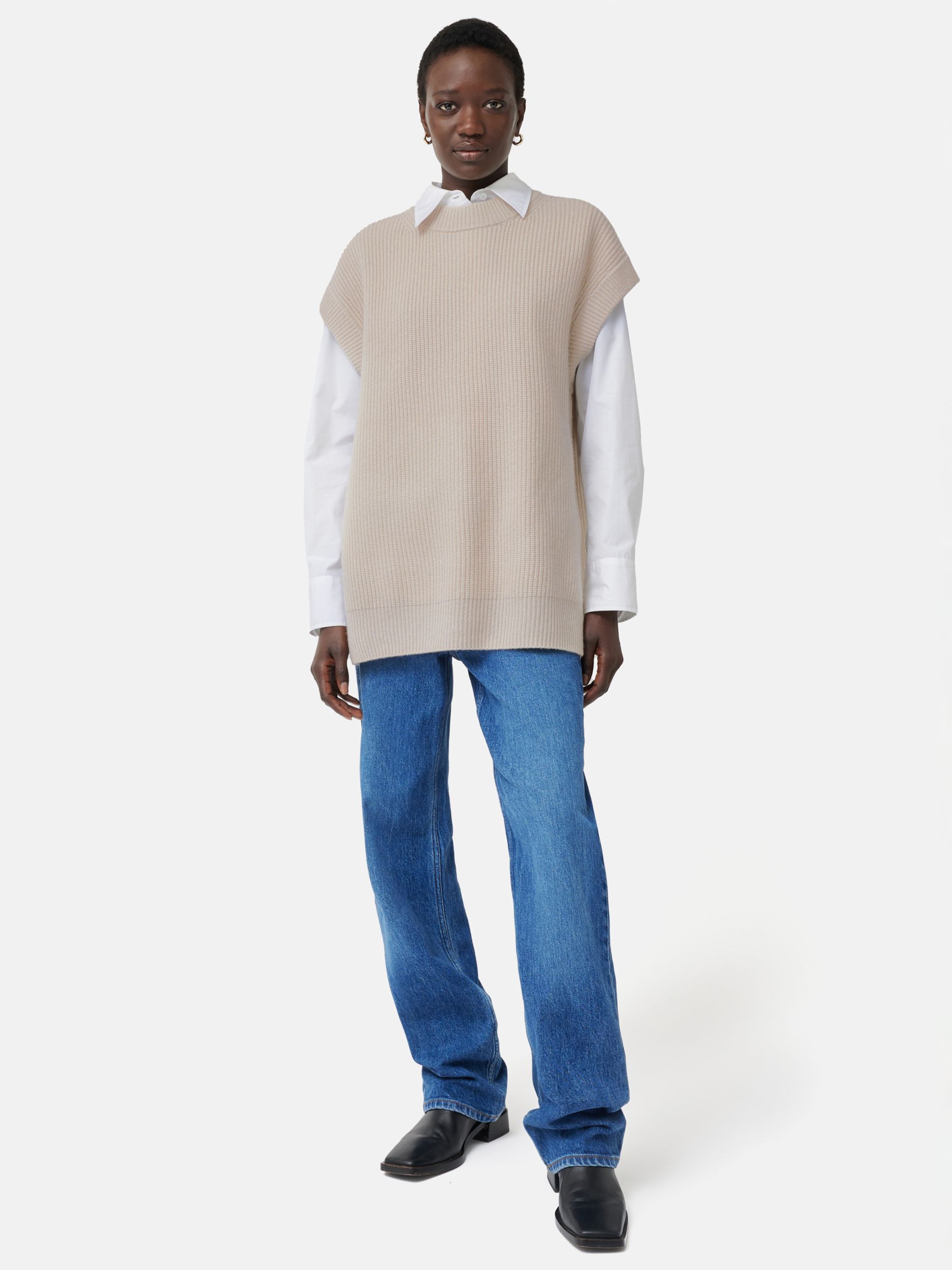 Jigsaw Merino Cashmere Blend Knitted Longline Tunic