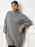 Albaray Funnel Neck Short Jumper Dress, Grey