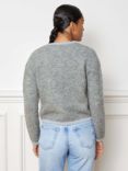 Albaray Military Crew Neck Cardigan, Grey