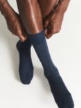Reiss Fela Cotton Blend Ribbed Socks, Blue