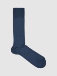 Reiss Fela Cotton Blend Ribbed Socks, Blue