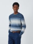 John Lewis Cotton Ombre Crew Neck Jumper, Indigo