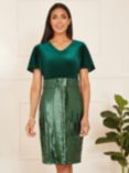 Yumi Velvet Sequin Skater Dress, Green