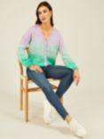Yumi Ombre Relaxed Fit Ombre Cardigan, Purple/Green