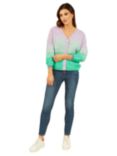 Yumi Ombre Relaxed Fit Ombre Cardigan, Purple/Green, Purple/Green
