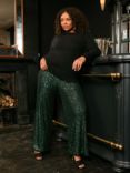Live Unlimited Curve Sequin Trousers, Green, Green