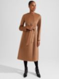 Hobbs Davina Wool Fit & Flare Belted Coat, Camel