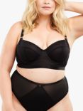 Oola Lingerie Soft Mesh Longline Balconette Bra, Black